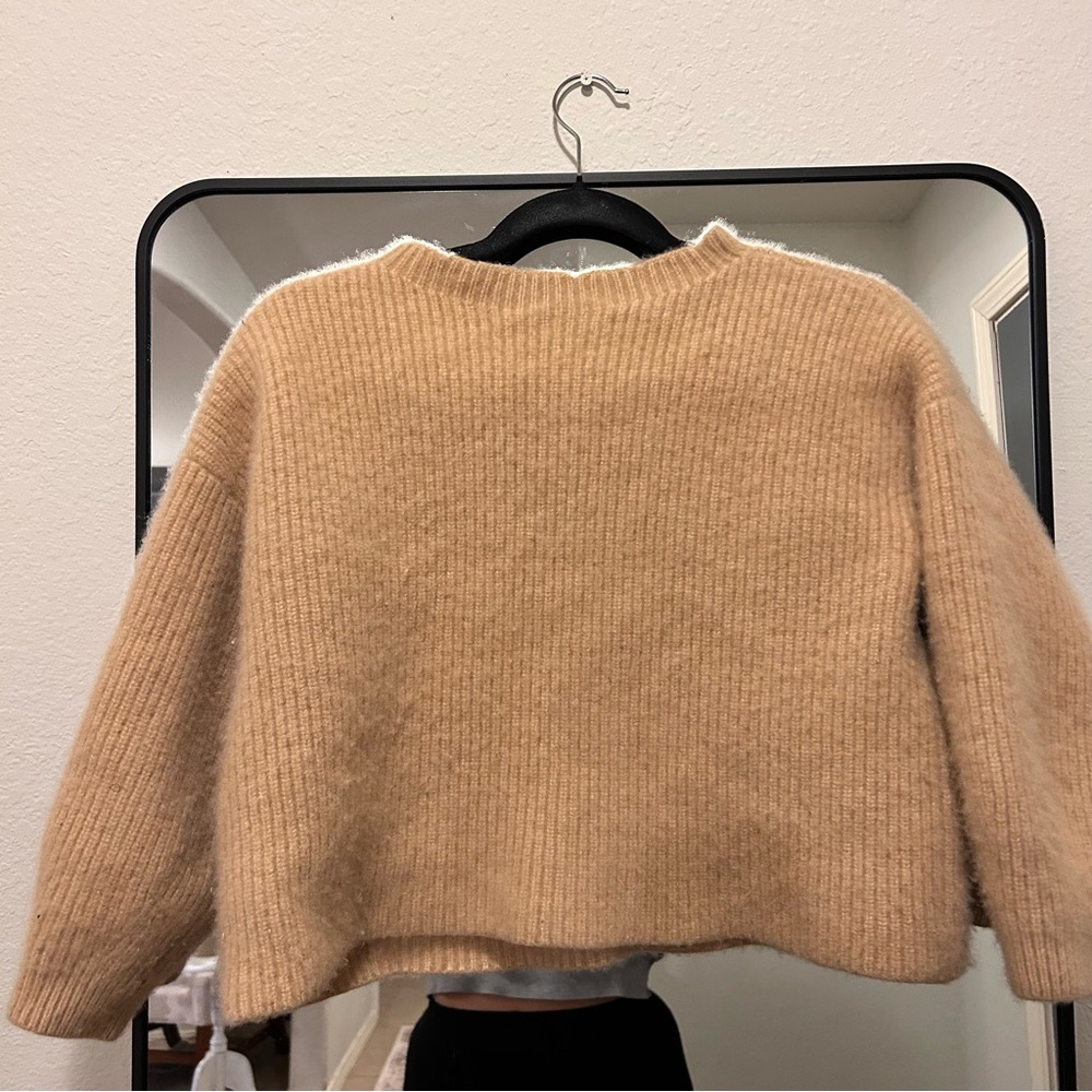 100% Cashmere crop sweater in Cozy Tan - size L fits like a M